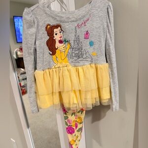 Little sleepies Disney beauty and the beast belle tutu top and leggings
